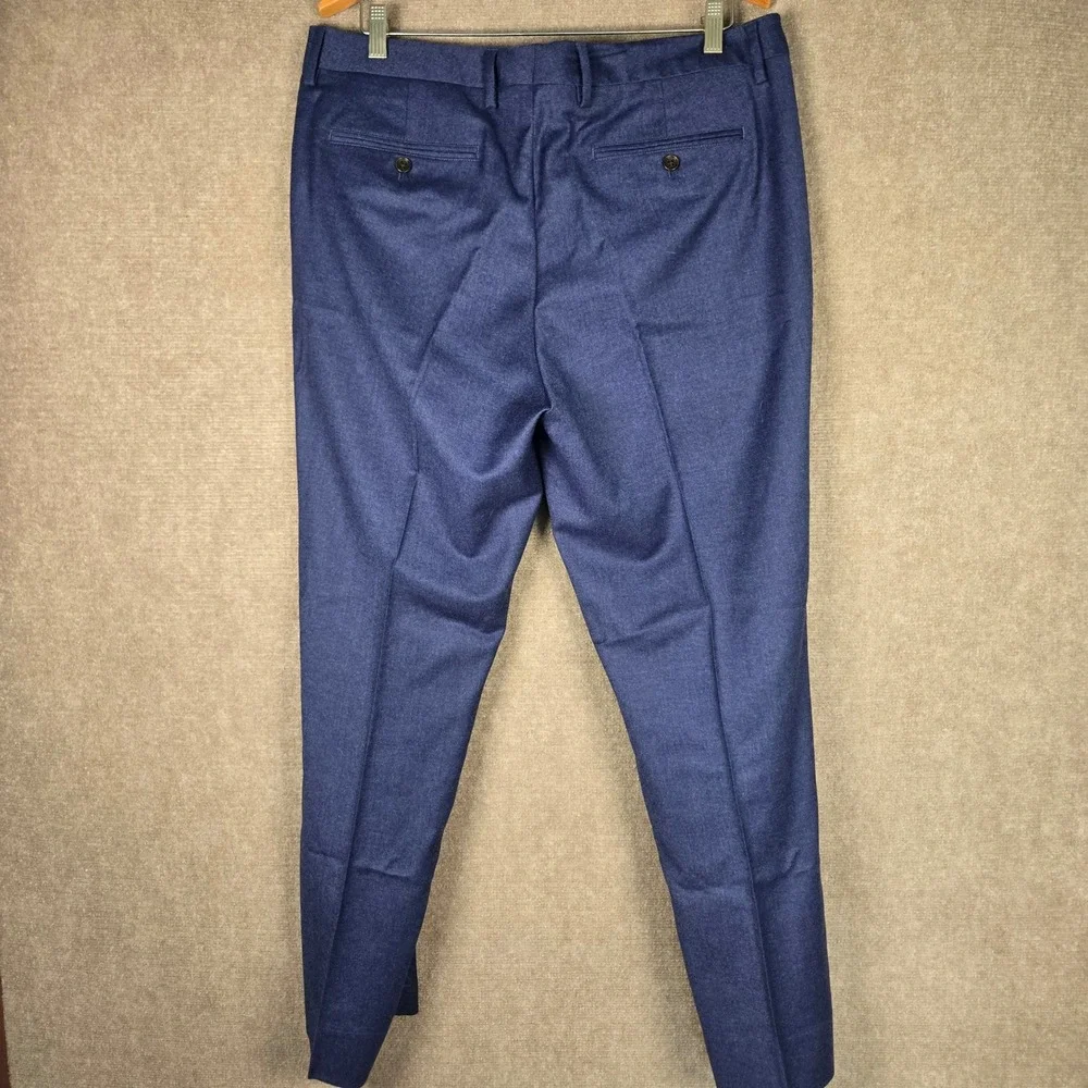 Bonobos Mens Blue Marzotto Italian Wool Dress Pants Trousers Size 35x30 Slim Fit